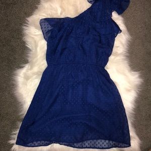Cute blue cold shoulder mini dress